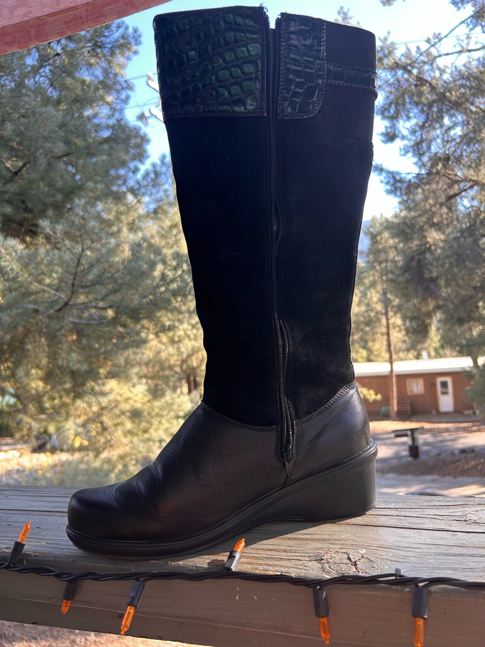 Beautiful suede with crock accent black boots PROPET The walking shoe company